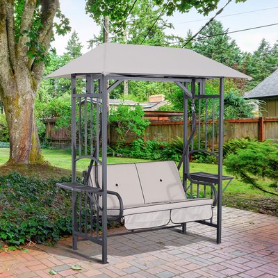 Balancelle de jardin 2 places style colonial gris OUTSUNNY
