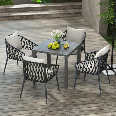 Table de jardin rectangulaire extensible 6 pers. alu métal gris OUTSUNNY