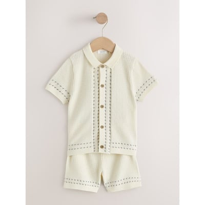 Polo en maille boutonné et short texturé NEXT