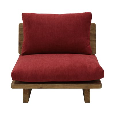 Fauteuil en pin recyclé et tissu rouge Nebraska ZAGO