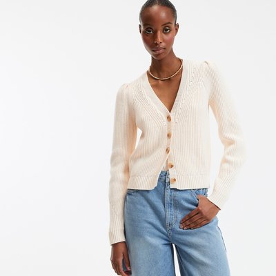 Cardigan court col v en grosse maille, boutonné LA REDOUTE COLLECTIONS