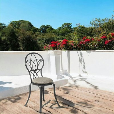 Chaise bistrot de jardin métal gris assise coussin PIER IMPORT