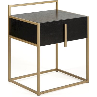 Table de chevet  doré en bois de cèdre et métal design épuré RECOLLECTION