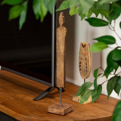 Statuette Silhouette de Femme en bois sculpté sur socle 8x8x38cm PIER IMPORT
