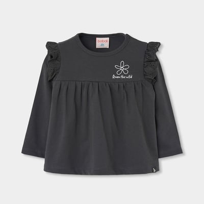 T-shirt fille en maille avec broderie fleur BOBOLI