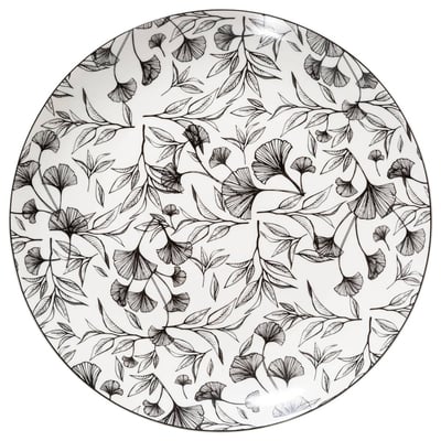 Lot de 6 assiettes plates en porcelaine BLACK FLORAL SECRET DE GOURMET