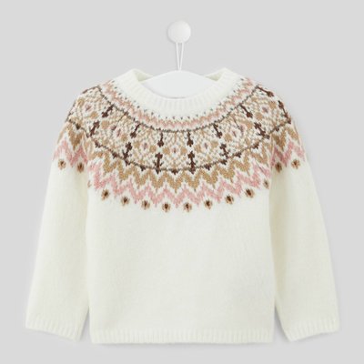 Pull manches longues col rond jacquard, certifié OEKO-TEX BOUT'CHOU