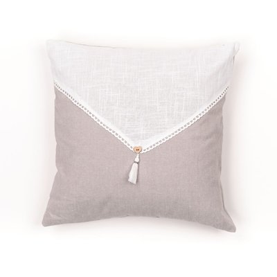 Coussin déhoussable avec pompon coton uni CHARME TODAY