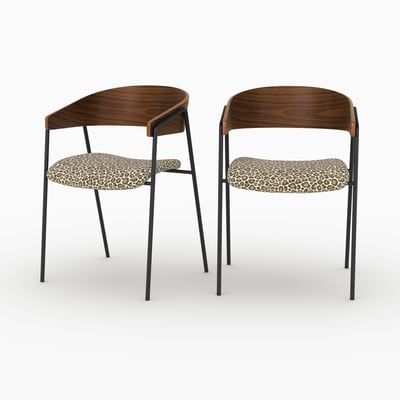 Lot de 2 chaises en tissu léopard - ESMÉE MAISON PAVANE