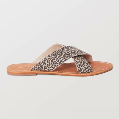 Claquette leopard en cuir MONOPRIX