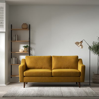 Rosa Curve Velvet 3 Seater Sofa with Dark Wood Legs SO'HOME