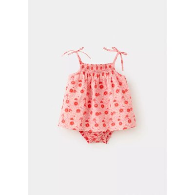 Robe et culotte coton imprimé à fleurs MANGO BABY