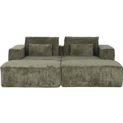 Canapé enveloppant velours côtelé vert 220x158x91cm WADIGA