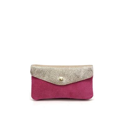 Pochette porte-monnaie en croute de cuir et cuir irisé COMBI OH MY BAG