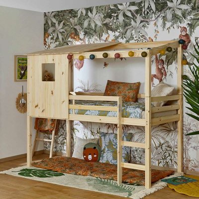 Lit cabane mi-hauteur Bois massif  ALMA AKITEN RETAIL