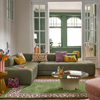 Ecksofa, links, umbaubar, aus feinem Bouclé, FANO LA REDOUTE INTERIEURS