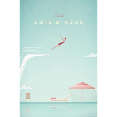 Tableau paysage cote d'azur vintage HEXOA