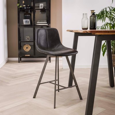 Chaise de bar anthracite style vintage HELSINKI PIER IMPORT