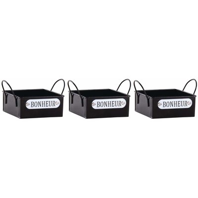 Mini corbeille en métal laqué noir Bonheur (Lot de 3) AUBRY GASPARD