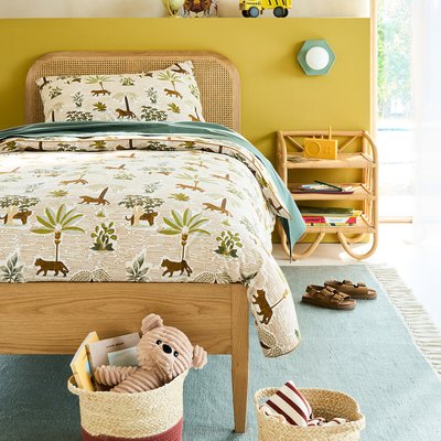 Cama individual, rattan, carvalho e folheado, com base, MADARA LA REDOUTE INTERIEURS