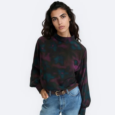 Blouse col montant, imprimé tie and dye, manches longues LA REDOUTE COLLECTIONS