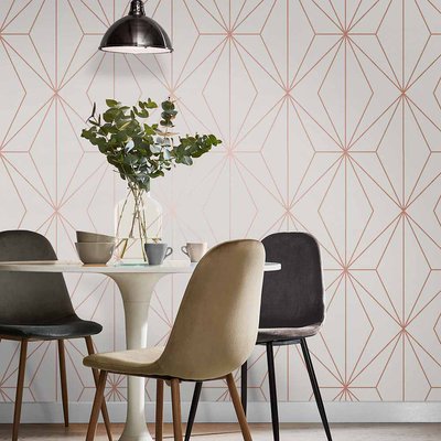 Papier peint Harmony White Pink Or GRAHAM ET BROWN
