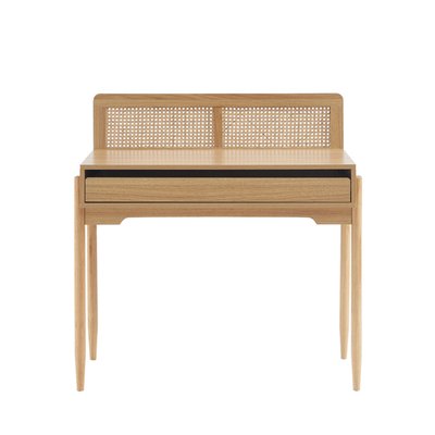 Bureau enfant 1 tiroir en bois et cannage H95cm- LILOU DRAWER