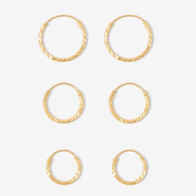 Set 3 paires de créoles ciselées - argent 925 doré BALABOOSTE