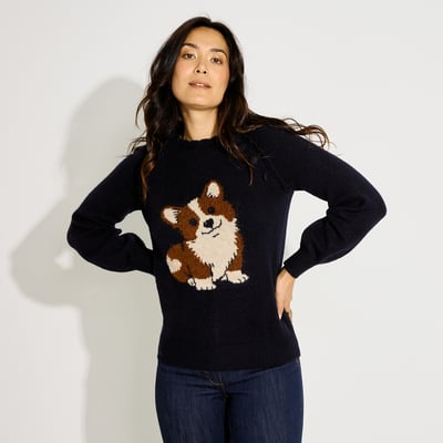 Pull en maille col rond chien GRAIN DE MALICE