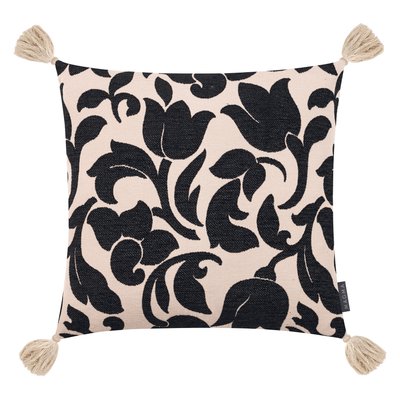 Housse de coussin jacquard velours pompons FLORENTINE MAGMA HEIMTEX