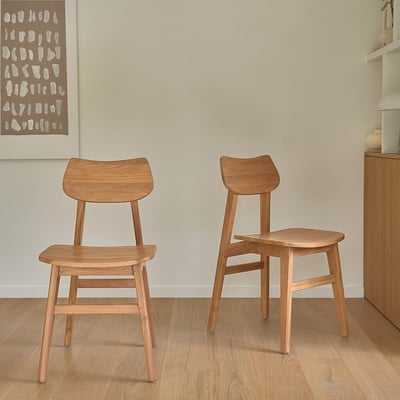 Lot de 2 chaises en bois de teck  ADELE BERAH GETAH