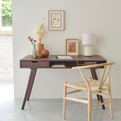 Bureau en bois de manguier 120 cm  BRUNE BERAH GETAH