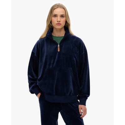 Haut en velours à col zippé Country Club SUPERDRY