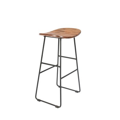 Tabouret de bar en teck recyclé et métal H62cm - Tangle DRAWER