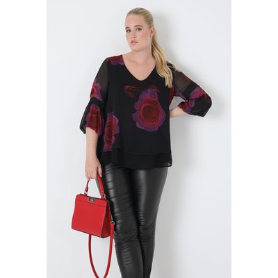 Blouse trapèze superposée en voile imprimé JEAN-MARC PHILIPPE