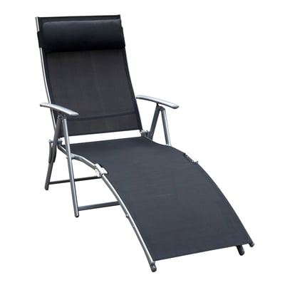 Chaise longue d'extérieur Métal Noir OUTSUNNY