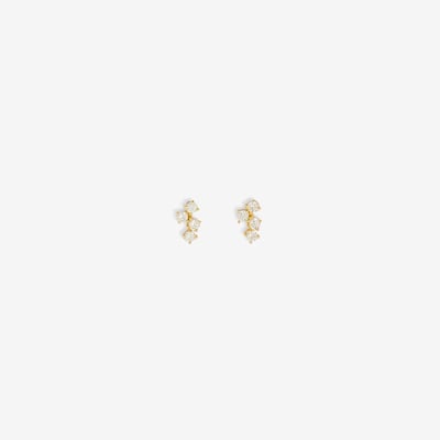 Puces d'oreilles 4 zircon - argent 925 doré BALABOOSTE