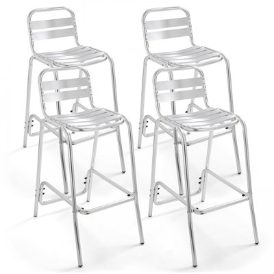 Lot de 4 tabourets hauts de jardin en aluminium OVIALA