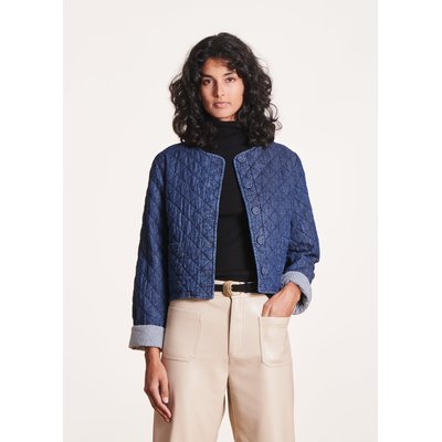 Veste courte en denim matelassé LA FEE MARABOUTEE