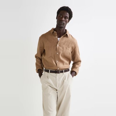 Chemise manches longues en lin MONOPRIX