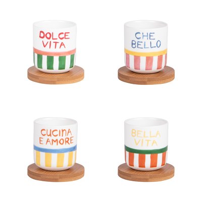 Coffret de 4 tasses et sous tasses   15 cl-DOLCE VITA TABLE PASSION