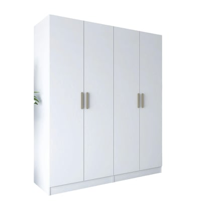 Armoire blanche 4 portes à poignées verticales BYRON PIER IMPORT
