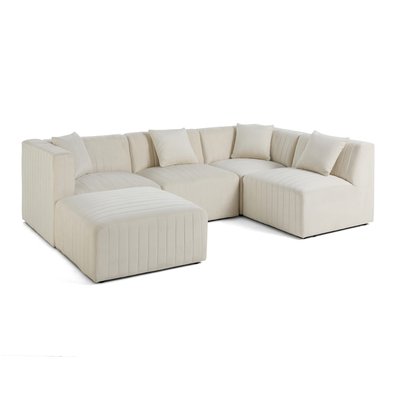 Canapé d'Angle droit en Velours 5 places - NOVA LISA DESIGN