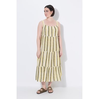 Robe midi à bretelles. Motif rayé. Coupe ULLA POPKEN