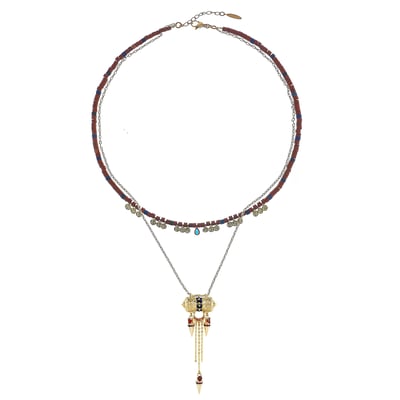 Collier double perles et chaîne avec pendentif ELSY HIPANEMA