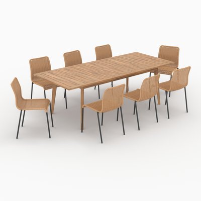 Table et chaises de jardin 8 personnes,, résine - TUNGA RENDEZ-VOUS DÉCO