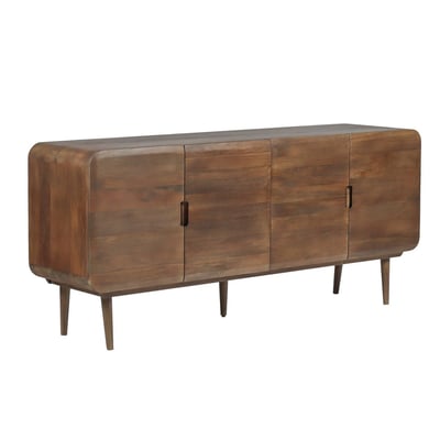 Buffet bas en bois massif 4 portes 180 cm, BRUNE BOBOCHIC