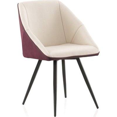 Fauteuil bicolore  et bordeaux tissu pieds métal RECOLLECTION