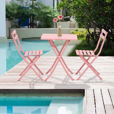 Salon de jardin bistro 2 places pliable métal thermolaqué OUTSUNNY
