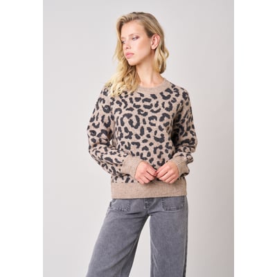Pull femme en maille jacquard léopard NAWA DEELUXE